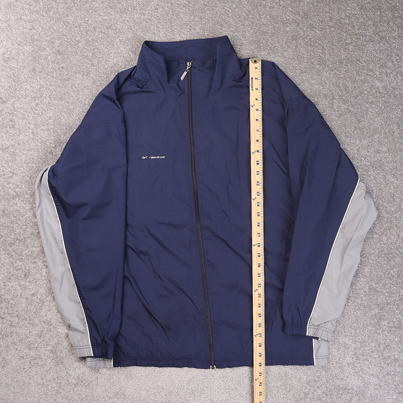Vintage Reebok Logo XL Blue Gray Long Sleeve Full Zip Nylon Athletic Jacket - Picture 3 of 9